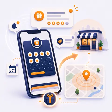 Carta fedeltà digitale con notifiche, promemoria di prossimità e mappa
